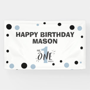 Mr Onederful Birthday Banner Boy Baby Blue