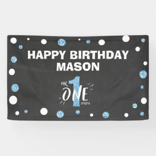 Mr Onederful Birthday Banner Boy Black Blue