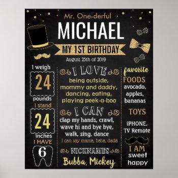 Mr Onederful Birthday Board Poster by 10x10us at Zazzle