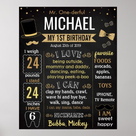 Mr Onederful Birthday Board Poster