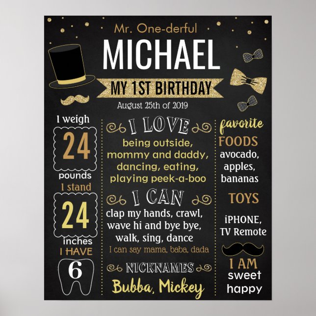 Mr Onederful Birthday board Poster (Front)