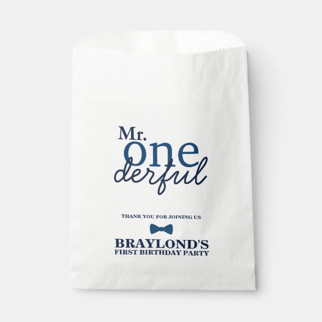 Mr Onederful Birthday Favor Bags (Front)