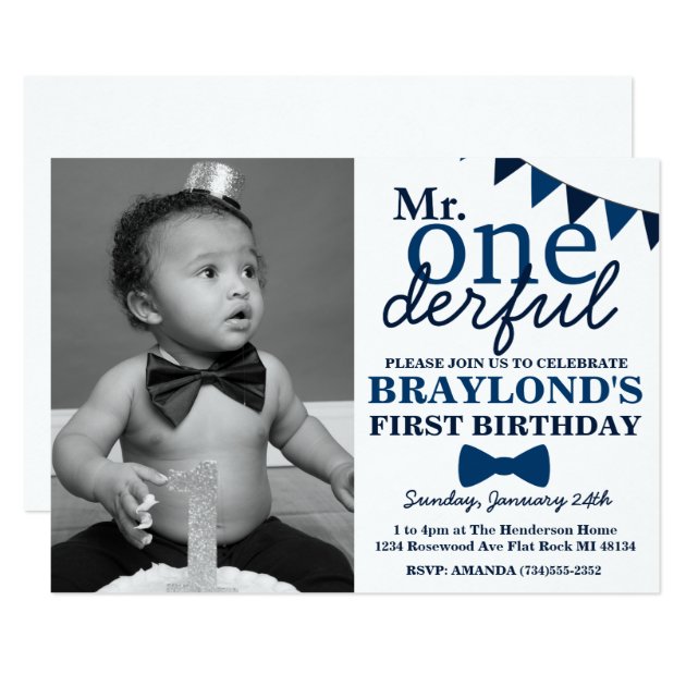 Mr Onederful Birthday Invitation