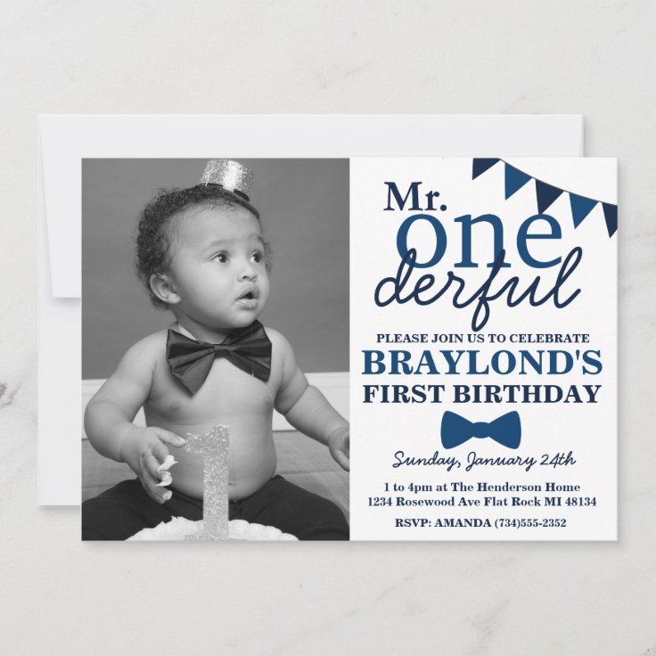 Mr Onederful Birthday Invitation Zazzle