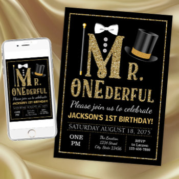 Mr Onederful Birthday Invitation by InvitationCentral at Zazzle
