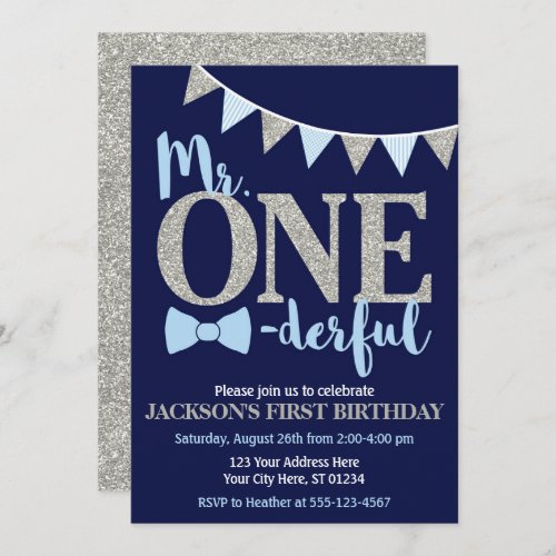 Mr ONEderful Birthday Invitation
