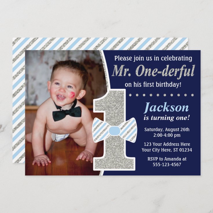 Mr. ONEderful Birthday Invitation Zazzle