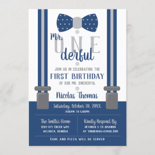Printable Boy Birthday Invitation Card |Our Little Man| Bow Tie Design OLM-145 Gray Blue Green| Customize DIY No