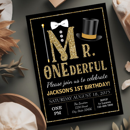 Mr Onederful Birthday Party Invitation