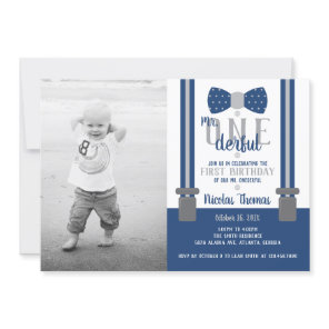 Mr. ONEderful Birthday Party Invitation
