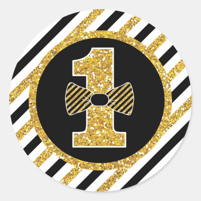 Mr. ONEderful Birthday Round Stickers Labels (Front)