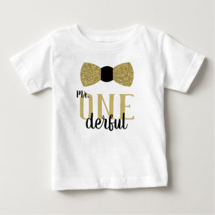 Mr ONEderful Birthday Shirt in Black and Faux Gold