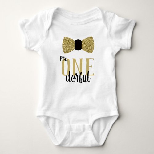 Mr ONEderful Birthday Shirt in Black and Faux Gold