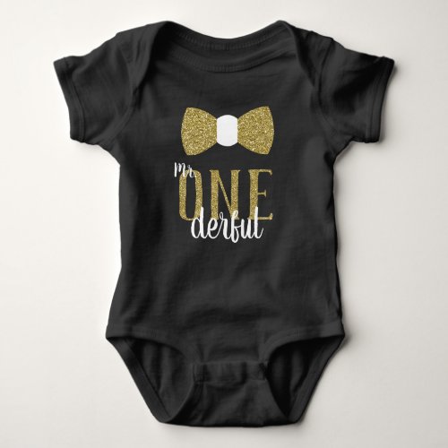 Mr ONEderful Birthday Shirt in Black and Faux Gold