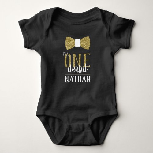 Mr ONEderful Birthday Shirt in Black and Faux Gold