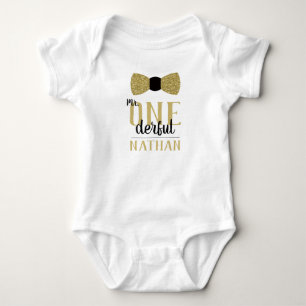 Mr ONEderful Birthday Shirt in Black and Faux Gold
