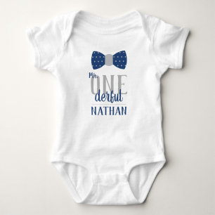 Mr ONEderful Birthday Shirt in Blue and Gray