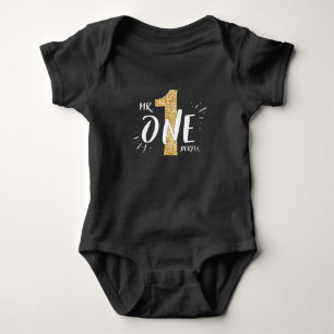 Mr Onederful Birthday Shirt Romper Boy Black Gold
