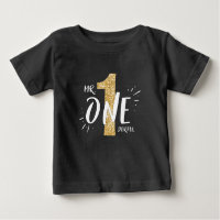 Mr Onederful Birthday T-shirt Boy Black Gold