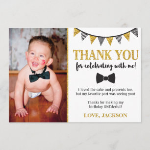 Mr. ONEderful Birthday Thank You Card with Photo