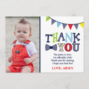 Mr. ONEderful Birthday Thank You Card with Photo