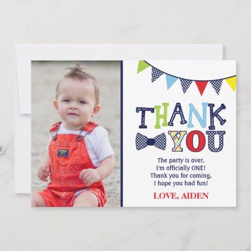 Mr ONEderful Birthday Thank You Card with Photo