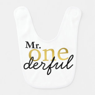 Mr Onederful Black and Gold Bib
