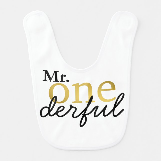 Mr Onederful Black and Gold Bib (Front)