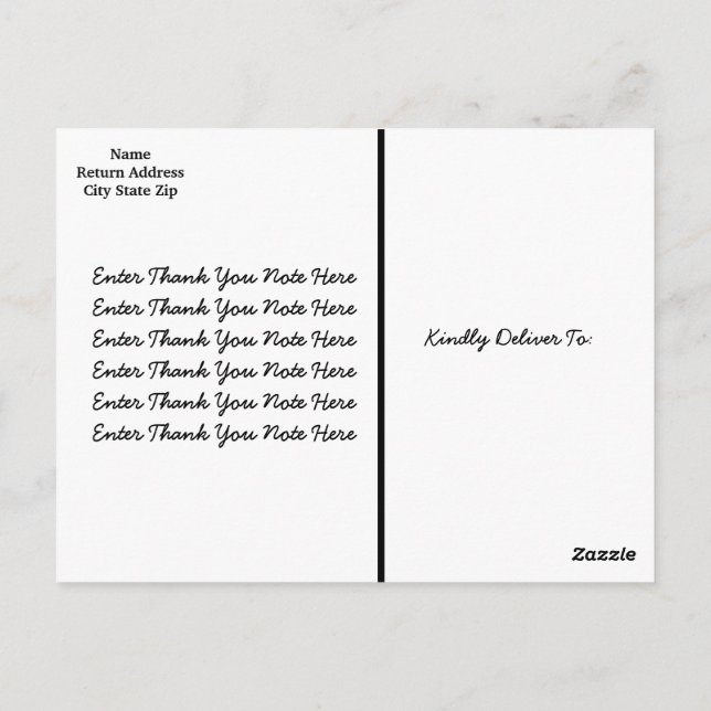 Mr Onederful Black and Gold Thank You Postcard (Back)