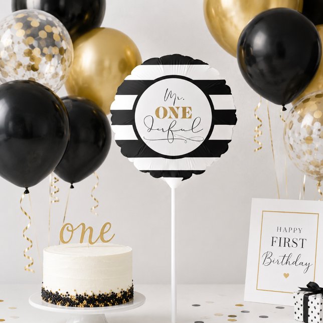 Mr. Onederful Black and White Striped Balloon (Mr. Onederful Black and White Striped Balloon)