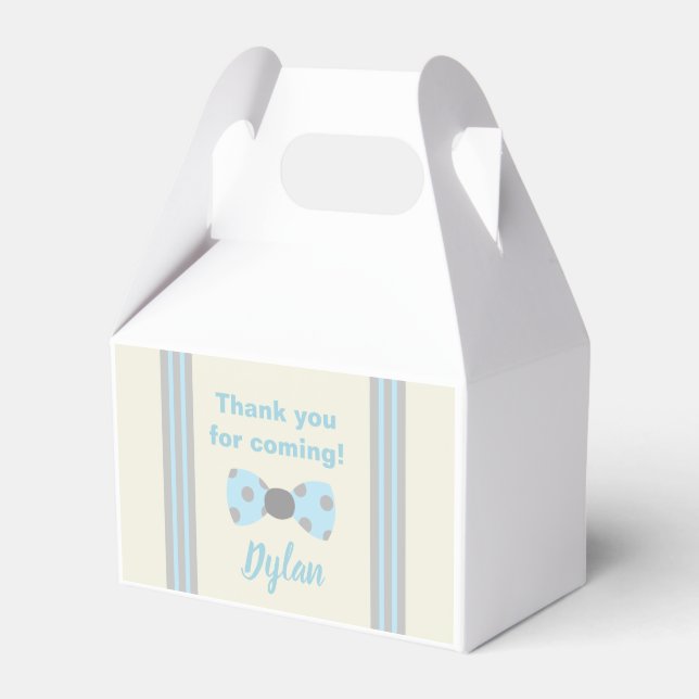 Mr Onederful blue and grey bow tie Favor Boxes (Front Side)