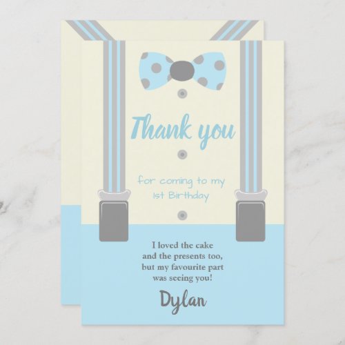 Mr Onederful blue and grey bow tie Invitation