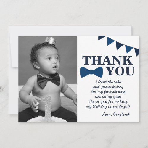 Mr Onederful Blue Thank You Card
