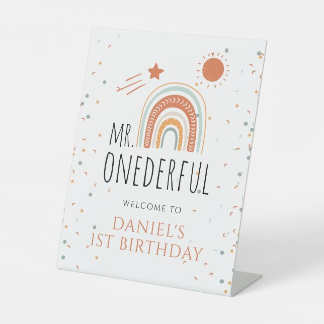 MR Onederful Boho Rainbow 1st Birthday Welcom Sign (Front)
