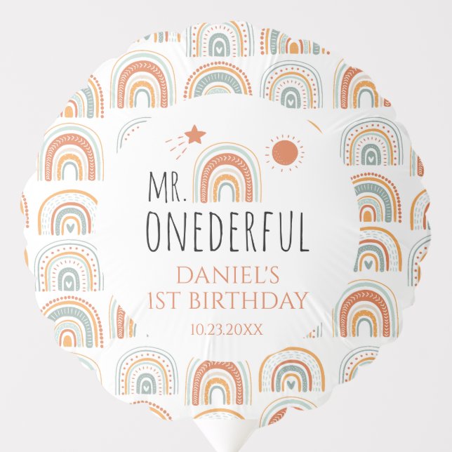 MR Onederful Boho Rainbow First Birthday   Balloon (Front)