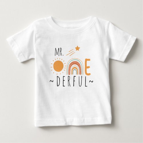 MR Onederful Boho Rainbow First Birthday Boy  Baby T_Shirt