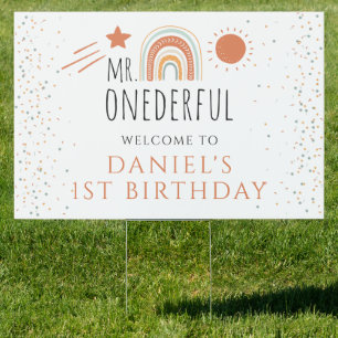 MR Onederful Boho Rainbow First Birthday Sign
