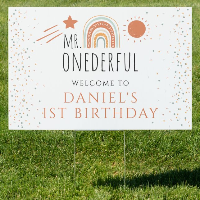 MR Onederful Boho Rainbow First Birthday  Sign (Insitu)