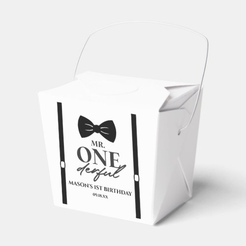 Mr ONEderful Bowtie First 1st Birthday Party Favor Boxes