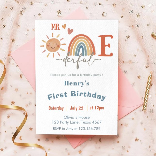 Mr. ONEderful Boy 1st Birthday Invitation (Creator Uploaded)