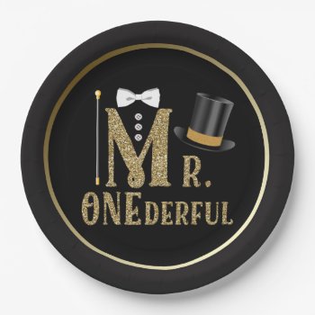 Mr Onederful Boys 1st Birthday Paper Plates by InvitationCentral at Zazzle