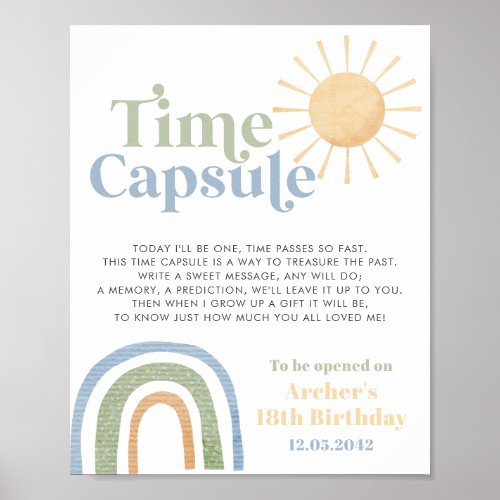 Mr Onederful Boys 1st Birthday Time Capsule Poster