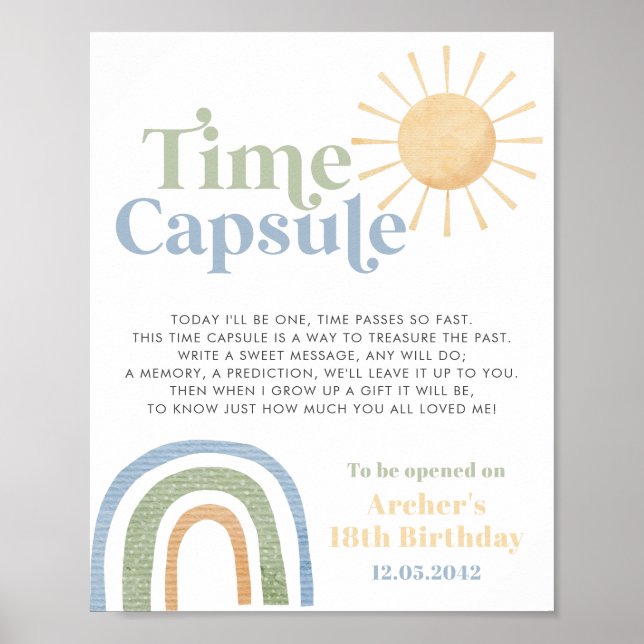 Mr Onederful Boys 1st Birthday Time Capsule Poster (Front)