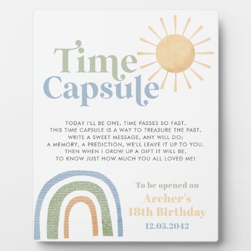 Mr Onederful Boys 1st Birthday Time Capsule Sign Plaque