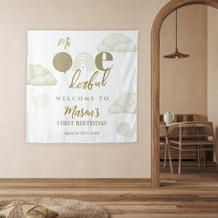 Mr Onederful Cloud Dream Boho Neutral 1st Birthday Tapestry