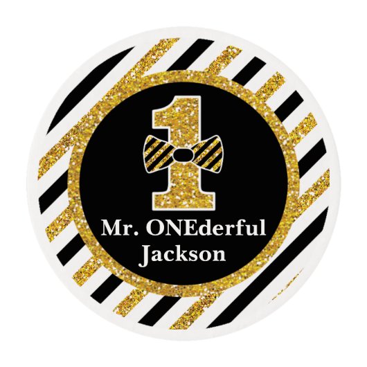 Mr. ONEderful Cupcake Toppers | Edible Frosting Rounds (Front)