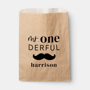 Mr Onederful Custom Name with Moustache Favor Bag