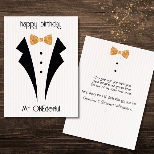 Mr ONEderful First Birthday Flat Card