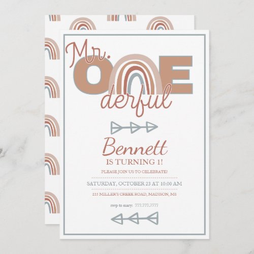 Mr Onederful First Birthday Party Invitation