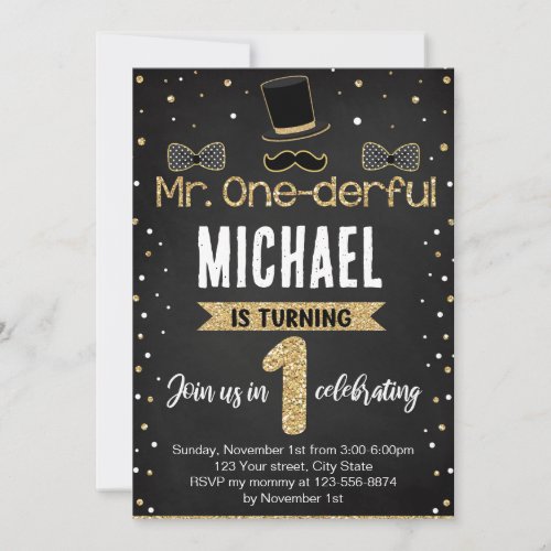 Mr Onederful First Birthday Party Invitation 20_10